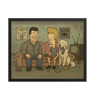 Custom BEAVIS AND BUTT-HEAD Grungy Couch Scene Pet & Owner Framed Poster