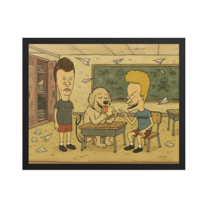 BEAVIS AND BUTT-HEAD – School Desk Chaos Custom Pet & Owner Cartoon Poster