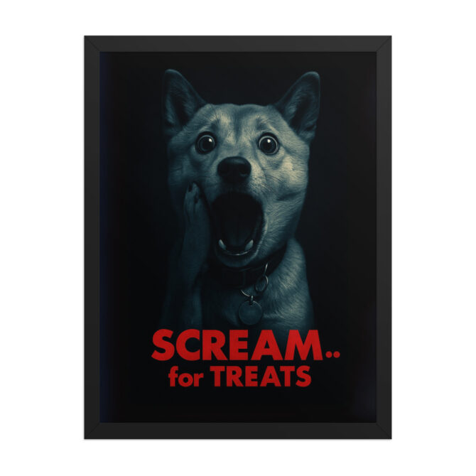 Custom Pet Movie Poster – “Scream... for Treats” (Framed Print) - Image 4