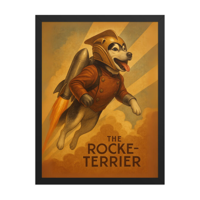 The Rocke-terrier – Custom Pet Poster in The Rocketeer Style (Framed) - Image 4