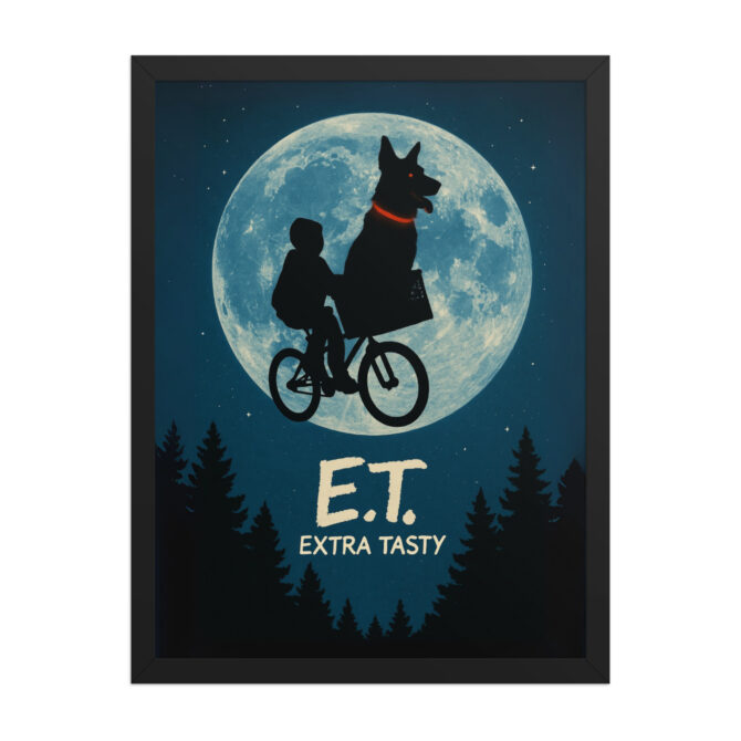 Custom Pet Movie Poster – E.T. Style “Extra Tasty” Framed Print - Image 4