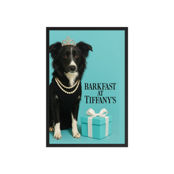 Custom Pet Poster – Barkfast at Tiffany’s | Framed Classic Movie Print