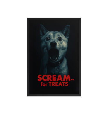Custom Pet Movie Poster – “Scream... for Treats” (Framed Print)