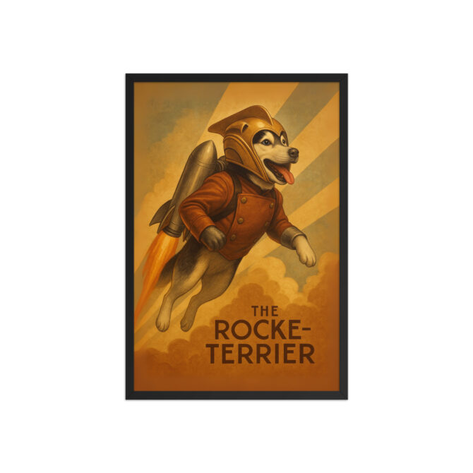 The Rocke-terrier – Custom Pet Poster in The Rocketeer Style (Framed)