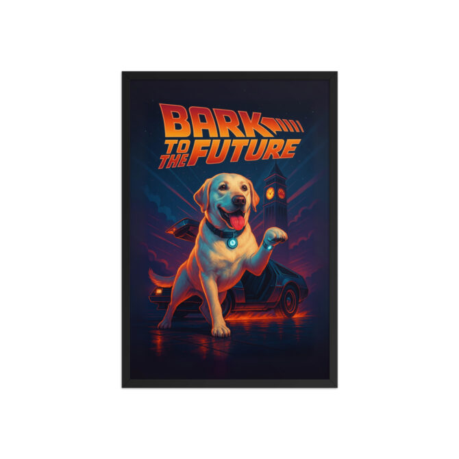 Bark to the Future – Custom Pet Movie Poster (Framed Print)