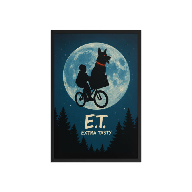 Custom Pet Movie Poster – E.T. Style “Extra Tasty” Framed Print