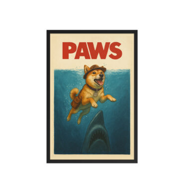 Custom Pet Poster – Jaws-Inspired “Paws” Framed Movie Print