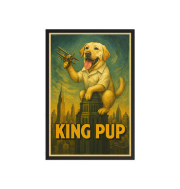 Custom Pet Poster – “King Pup” King Kong-Inspired Framed Artwork