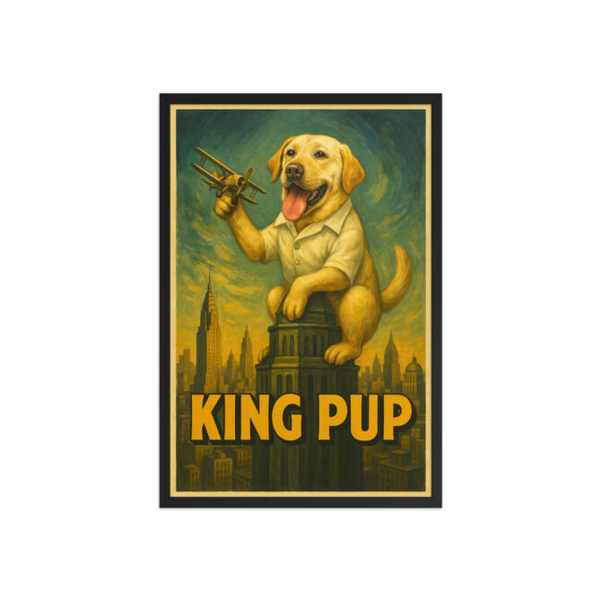 Custom Pet Poster – “King Pup” King Kong-Inspired Framed Artwork