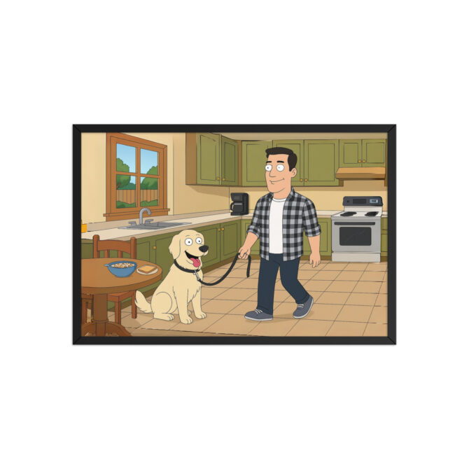 American Dad Cartoon Poster with Your Pet & You – Kitchen Scene - Image 4