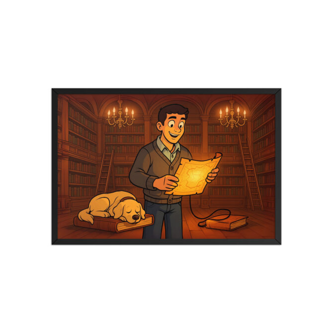 DUCKTALES – Mansion Library Custom Pet & Owner Cartoon Framed Poster - Image 4