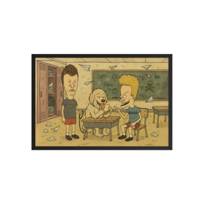 BEAVIS AND BUTT-HEAD – School Desk Chaos Custom Pet & Owner Cartoon Poster - Image 4