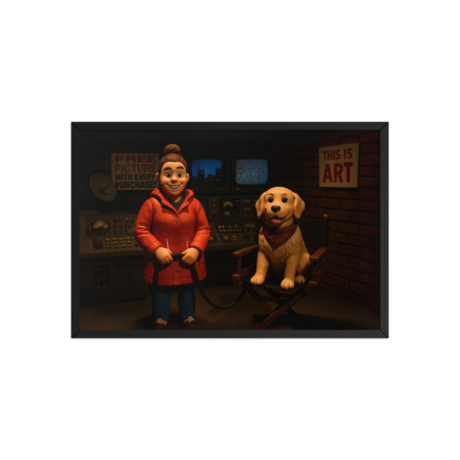 Custom Robot Chicken-Style Pet & Owner Poster – Late-Night Studio Scene - Image 4