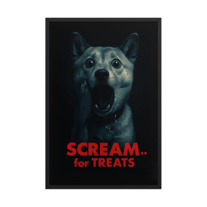 Custom Pet Movie Poster – “Scream... for Treats” (Framed Print) - Image 5