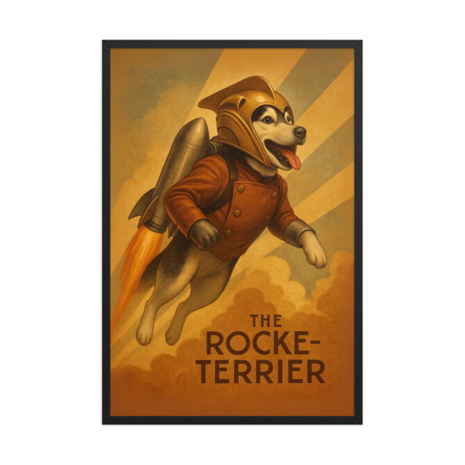 The Rocke-terrier – Custom Pet Poster in The Rocketeer Style (Framed) - Image 5