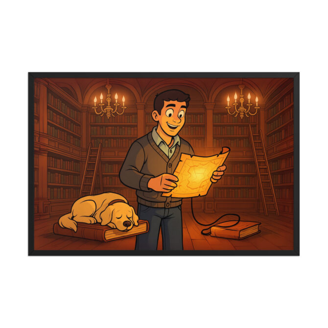 DUCKTALES – Mansion Library Custom Pet & Owner Cartoon Framed Poster - Image 5