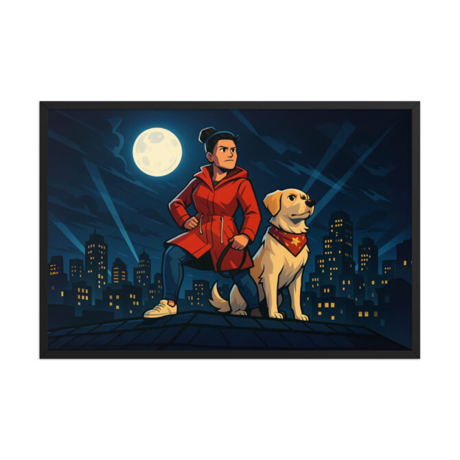 DUCKTALES – Rooftop Hero Scene Custom Pet & Owner Framed Poster - Image 5