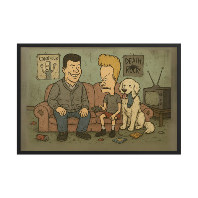 Custom BEAVIS AND BUTT-HEAD Grungy Couch Scene Pet & Owner Framed Poster - Image 5
