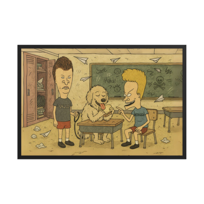 BEAVIS AND BUTT-HEAD – School Desk Chaos Custom Pet & Owner Cartoon Poster - Image 5