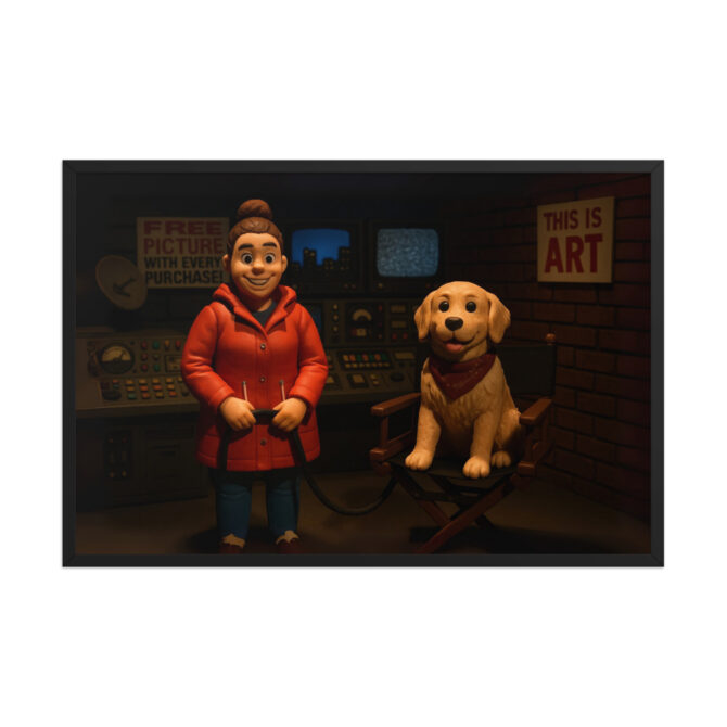 Custom Robot Chicken-Style Pet & Owner Poster – Late-Night Studio Scene - Image 5