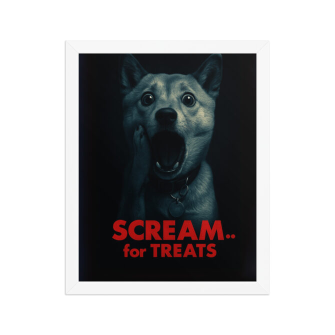 Custom Pet Movie Poster – “Scream... for Treats” (Framed Print) - Image 6