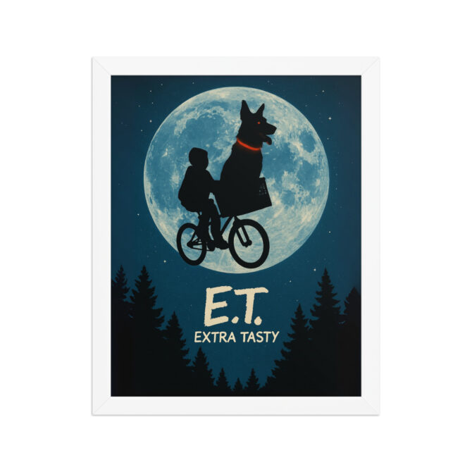 Custom Pet Movie Poster – E.T. Style “Extra Tasty” Framed Print - Image 6