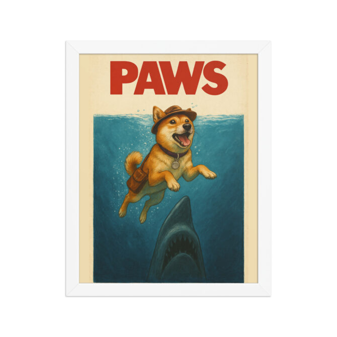 Custom Pet Poster – Jaws-Inspired “Paws” Framed Movie Print - Image 6