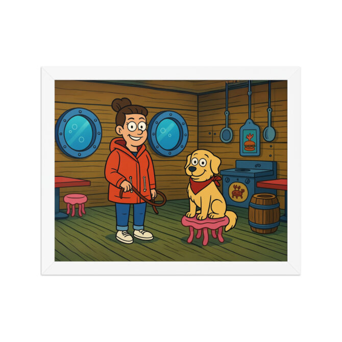 SpongeBob Cartoon-Style Pet & Owner Poster – Krabby Diner Scene - Image 6