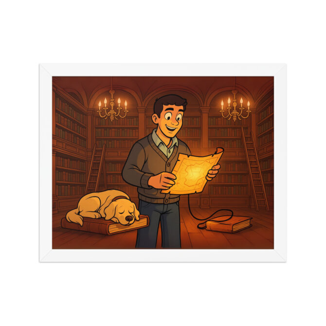 DUCKTALES – Mansion Library Custom Pet & Owner Cartoon Framed Poster - Image 6