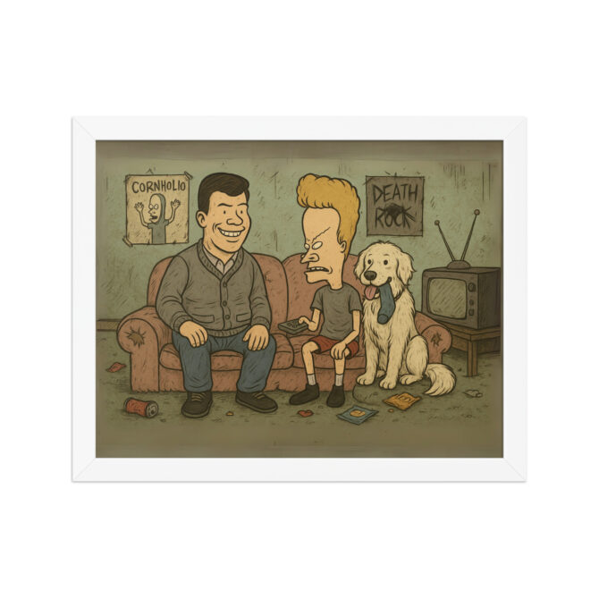 Custom BEAVIS AND BUTT-HEAD Grungy Couch Scene Pet & Owner Framed Poster - Image 6