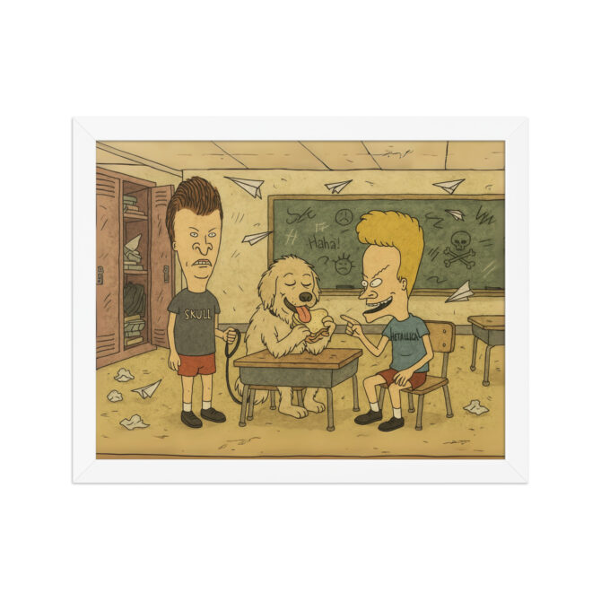 BEAVIS AND BUTT-HEAD – School Desk Chaos Custom Pet & Owner Cartoon Poster - Image 6