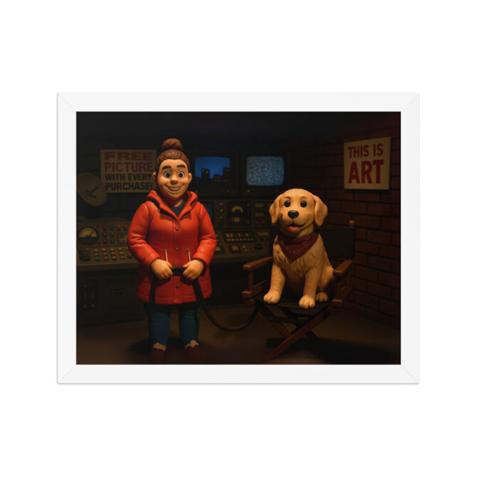 Custom Robot Chicken-Style Pet & Owner Poster – Late-Night Studio Scene - Image 6