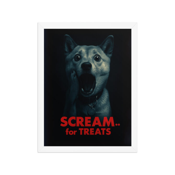 Custom Pet Movie Poster – “Scream... for Treats” (Framed Print) - Image 7
