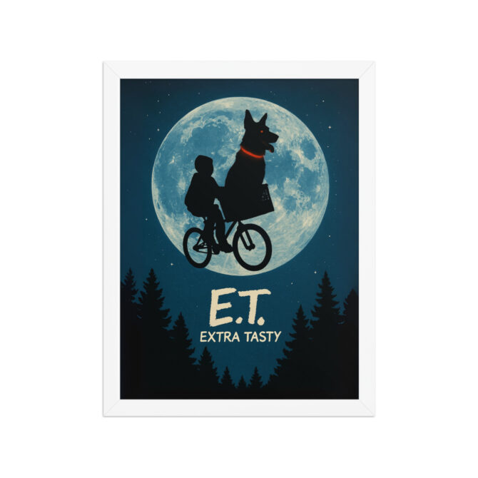 Custom Pet Movie Poster – E.T. Style “Extra Tasty” Framed Print - Image 7