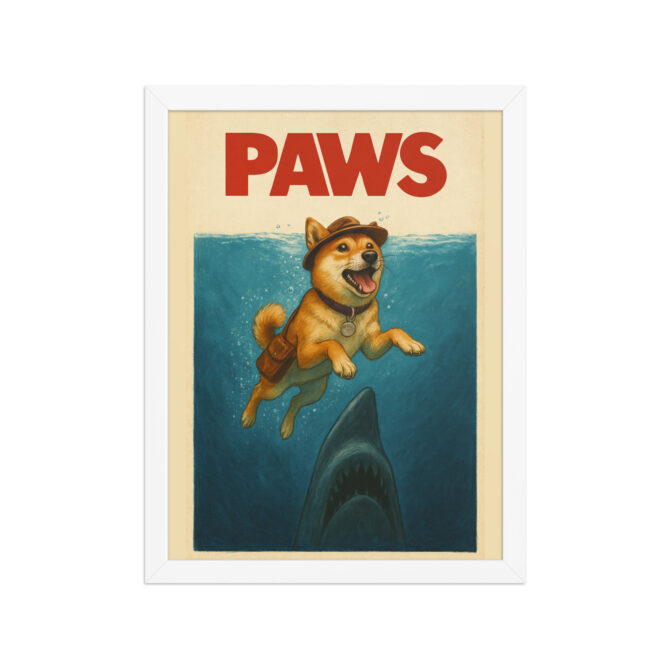 Custom Pet Poster – Jaws-Inspired “Paws” Framed Movie Print - Image 7