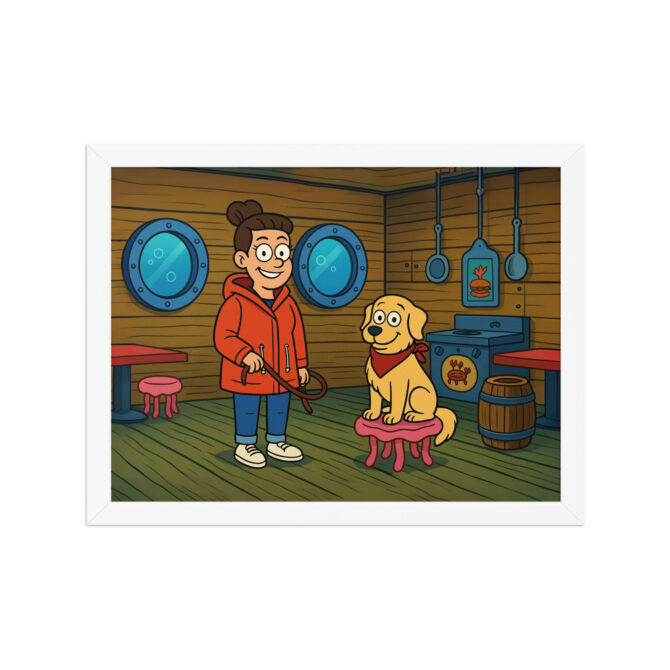 SpongeBob Cartoon-Style Pet & Owner Poster – Krabby Diner Scene - Image 7