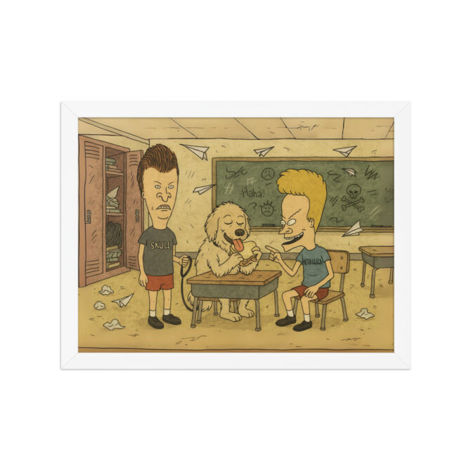 BEAVIS AND BUTT-HEAD – School Desk Chaos Custom Pet & Owner Cartoon Poster - Image 7