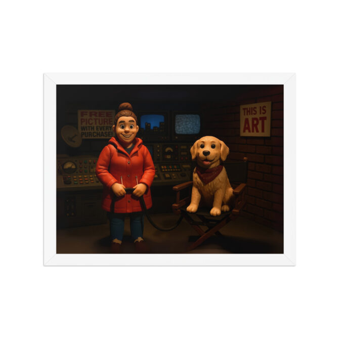 Custom Robot Chicken-Style Pet & Owner Poster – Late-Night Studio Scene - Image 7