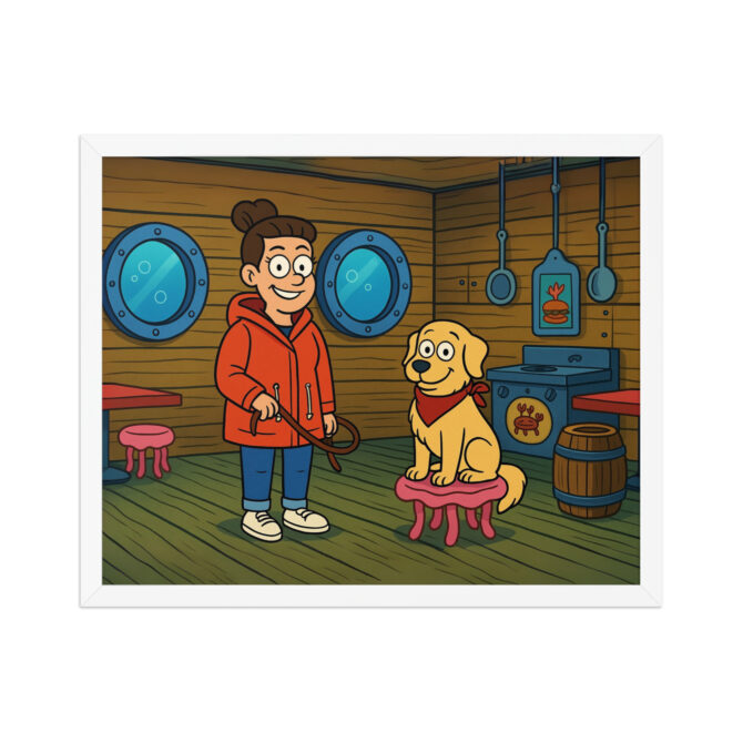 SpongeBob Cartoon-Style Pet & Owner Poster – Krabby Diner Scene - Image 8