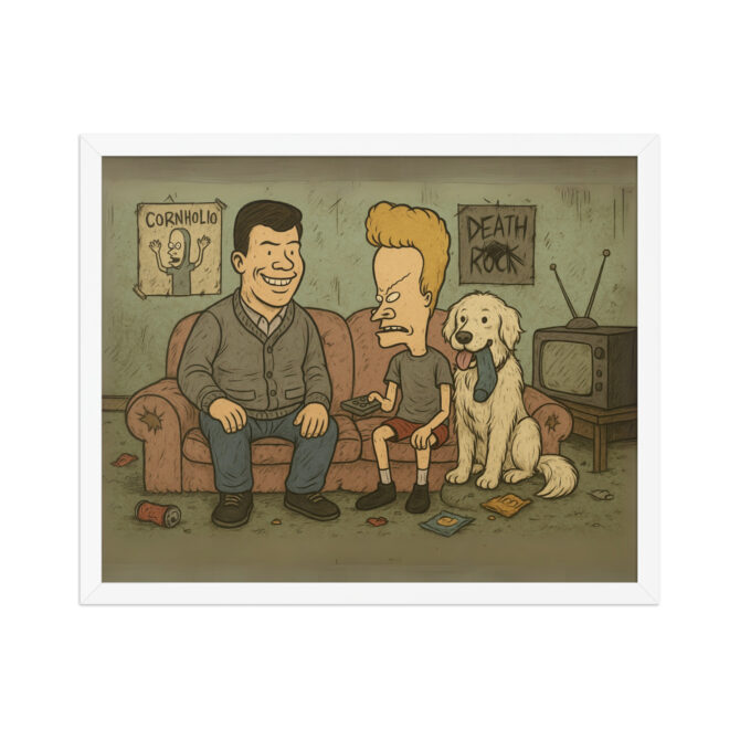 Custom BEAVIS AND BUTT-HEAD Grungy Couch Scene Pet & Owner Framed Poster - Image 8