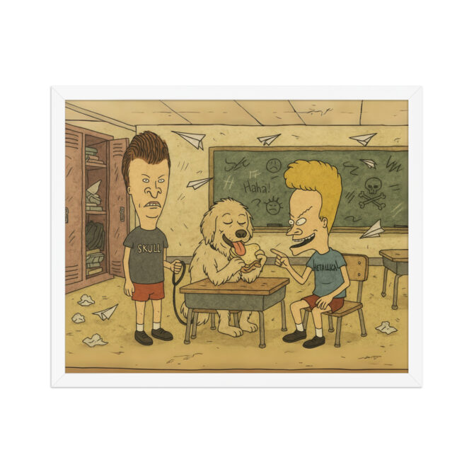 BEAVIS AND BUTT-HEAD – School Desk Chaos Custom Pet & Owner Cartoon Poster - Image 8