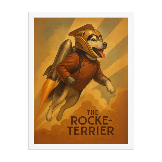 The Rocke-terrier – Custom Pet Poster in The Rocketeer Style (Framed) - Image 8