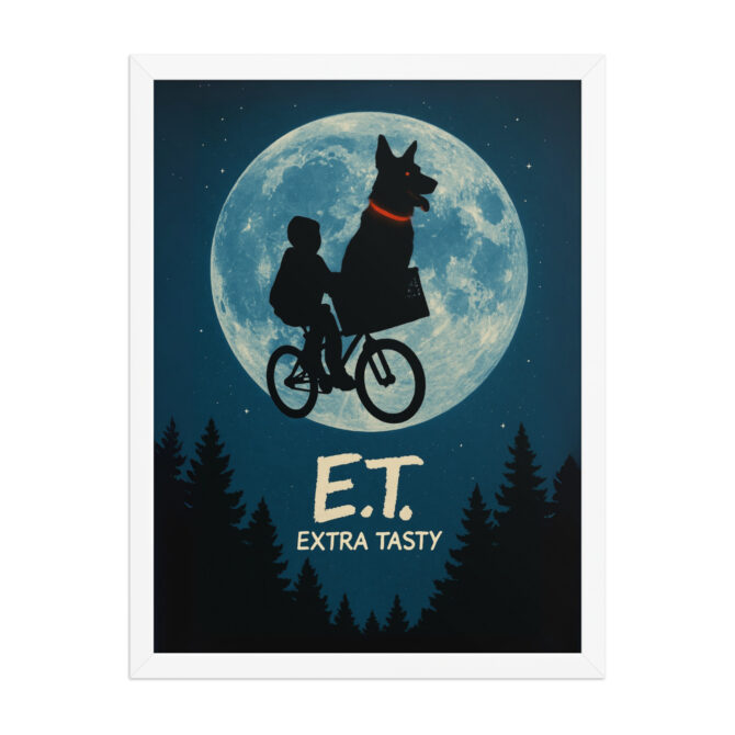 Custom Pet Movie Poster – E.T. Style “Extra Tasty” Framed Print - Image 8