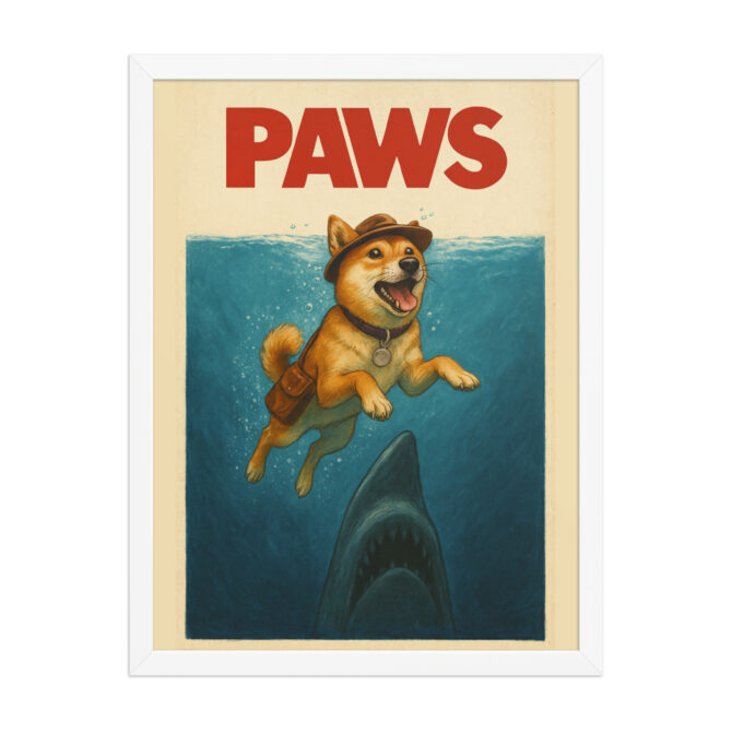 Custom Pet Poster – Jaws-Inspired “Paws” Framed Movie Print - Image 8