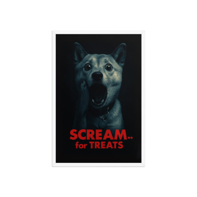 Custom Pet Movie Poster – “Scream... for Treats” (Framed Print) - Image 9