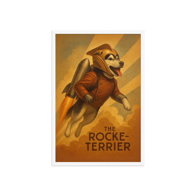 The Rocke-terrier – Custom Pet Poster in The Rocketeer Style (Framed) - Image 9