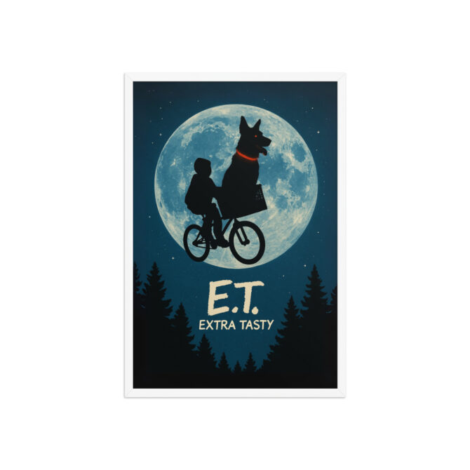 Custom Pet Movie Poster – E.T. Style “Extra Tasty” Framed Print - Image 9