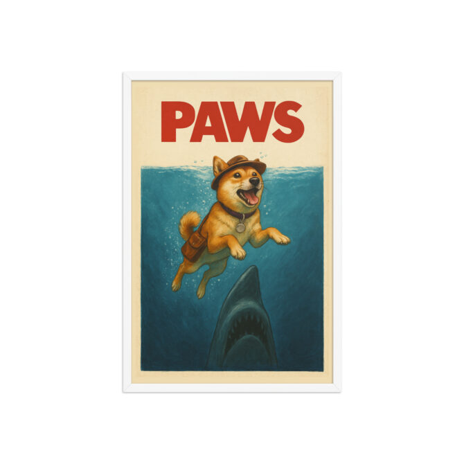 Custom Pet Poster – Jaws-Inspired “Paws” Framed Movie Print - Image 9