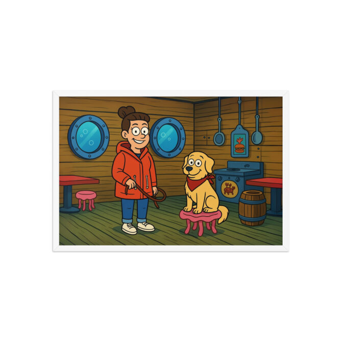 SpongeBob Cartoon-Style Pet & Owner Poster – Krabby Diner Scene - Image 9