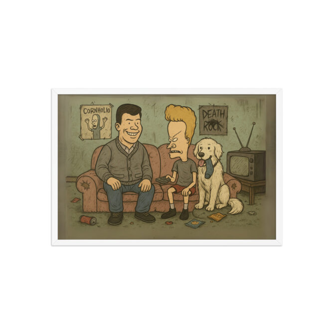 Custom BEAVIS AND BUTT-HEAD Grungy Couch Scene Pet & Owner Framed Poster - Image 9